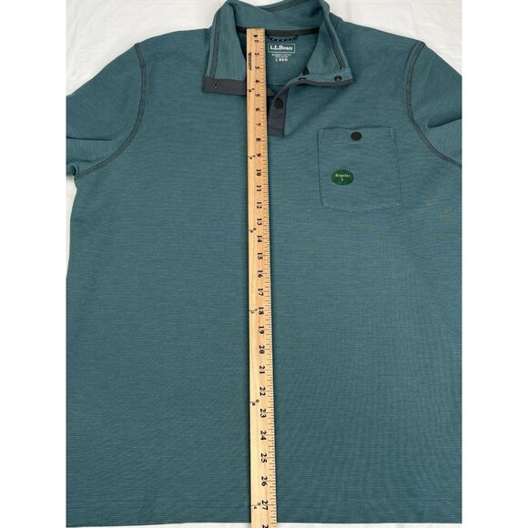 NWT LL Bean Bold Coast Pullover Men’s Large Regular Storm Teal Snap 523182 - Picture 9 of 12